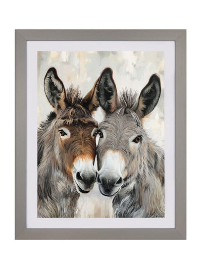 Art Marketing Braun Blau Eey und Ore Donkey Wandkunst im grauen Rahmen 3x44x54cm