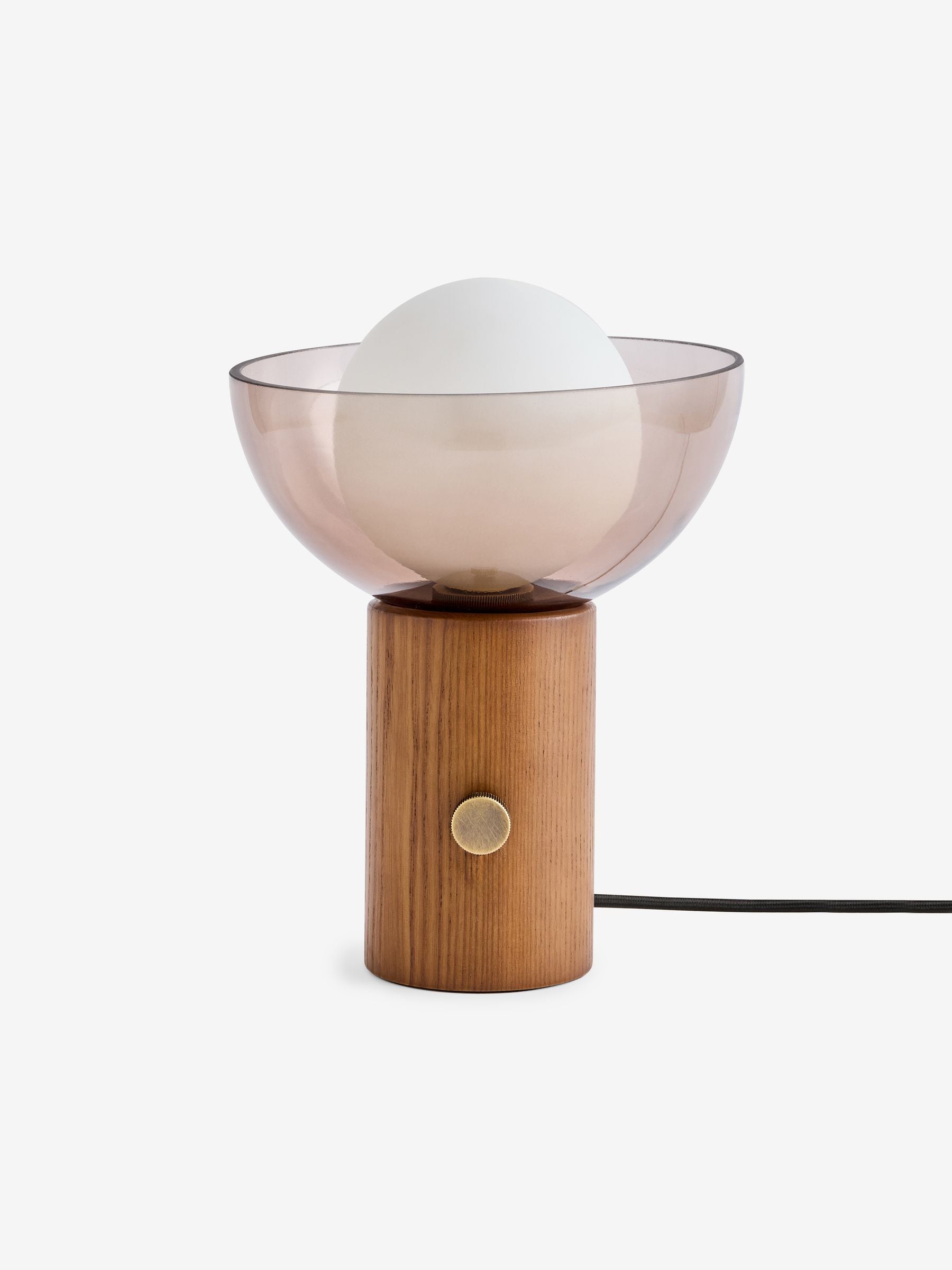 MADE.COM Layla lamp dark wood glass shade, imported from the UK