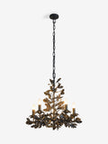 Black Evelyn chandelier dark slate grey metal oak leaves ceiling light, imported from the UK