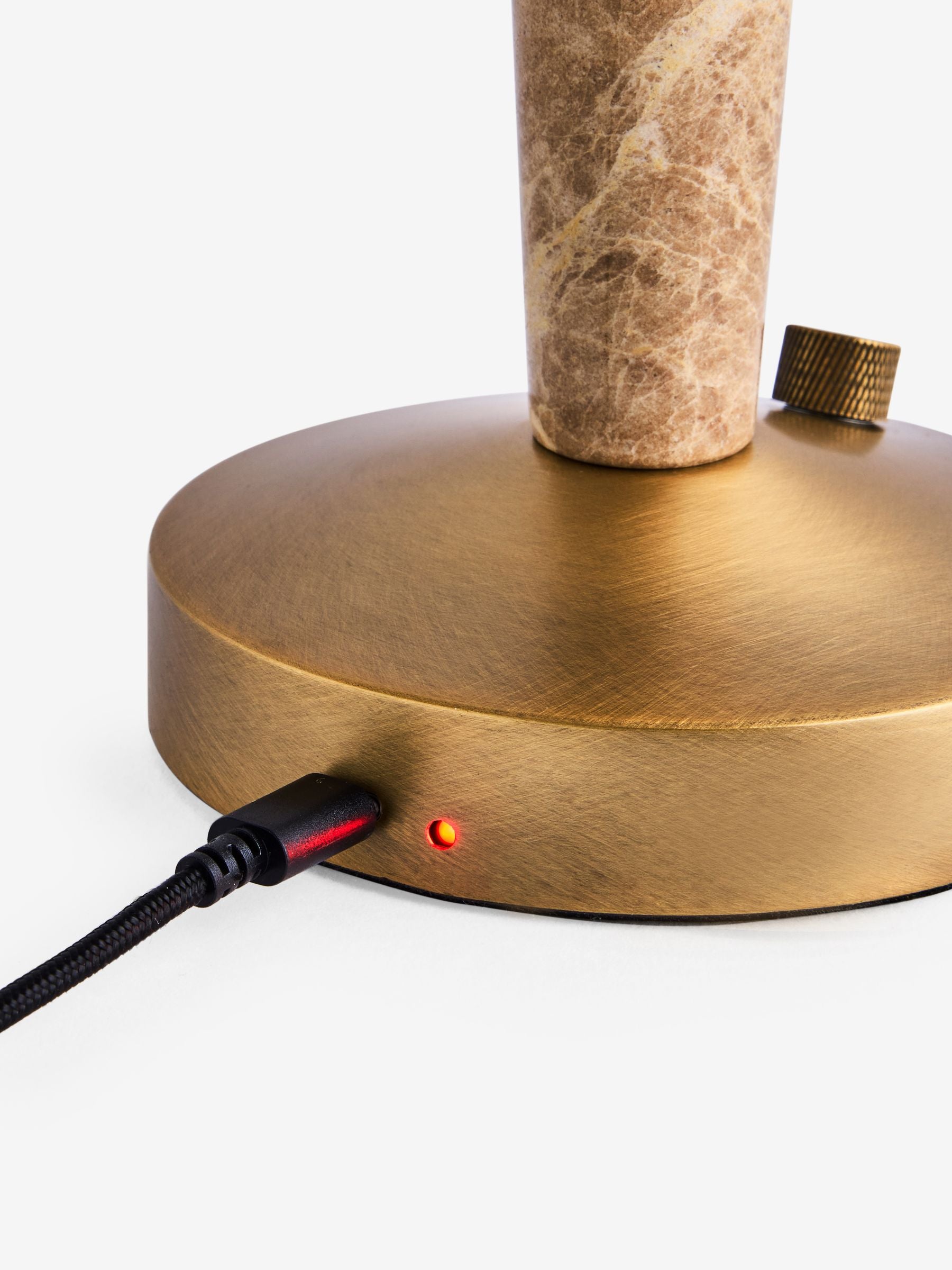 Brass N. Edgecote Marble rechargeable table lamp, imported from the UK
