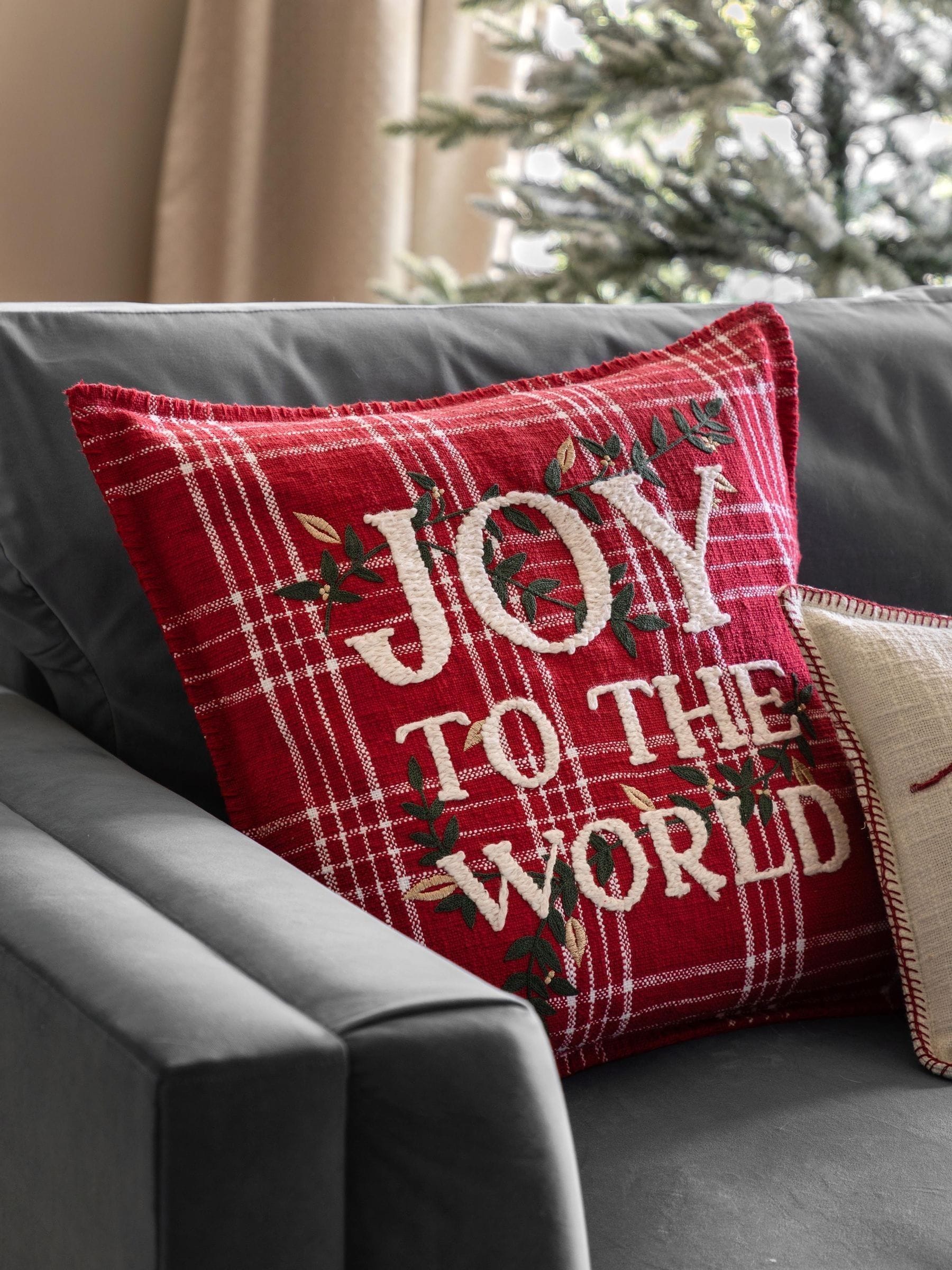 Gallery Home red embroidered cushion 45cm - British product