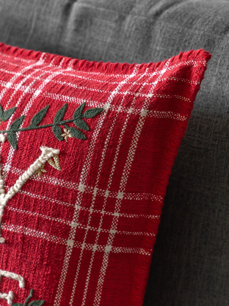 Gallery Home red embroidered cushion 45cm - British product