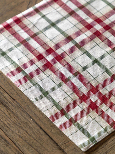 Set de 4 sets de table imprimés à carreaux rouges avec nœuds de Gallery Home