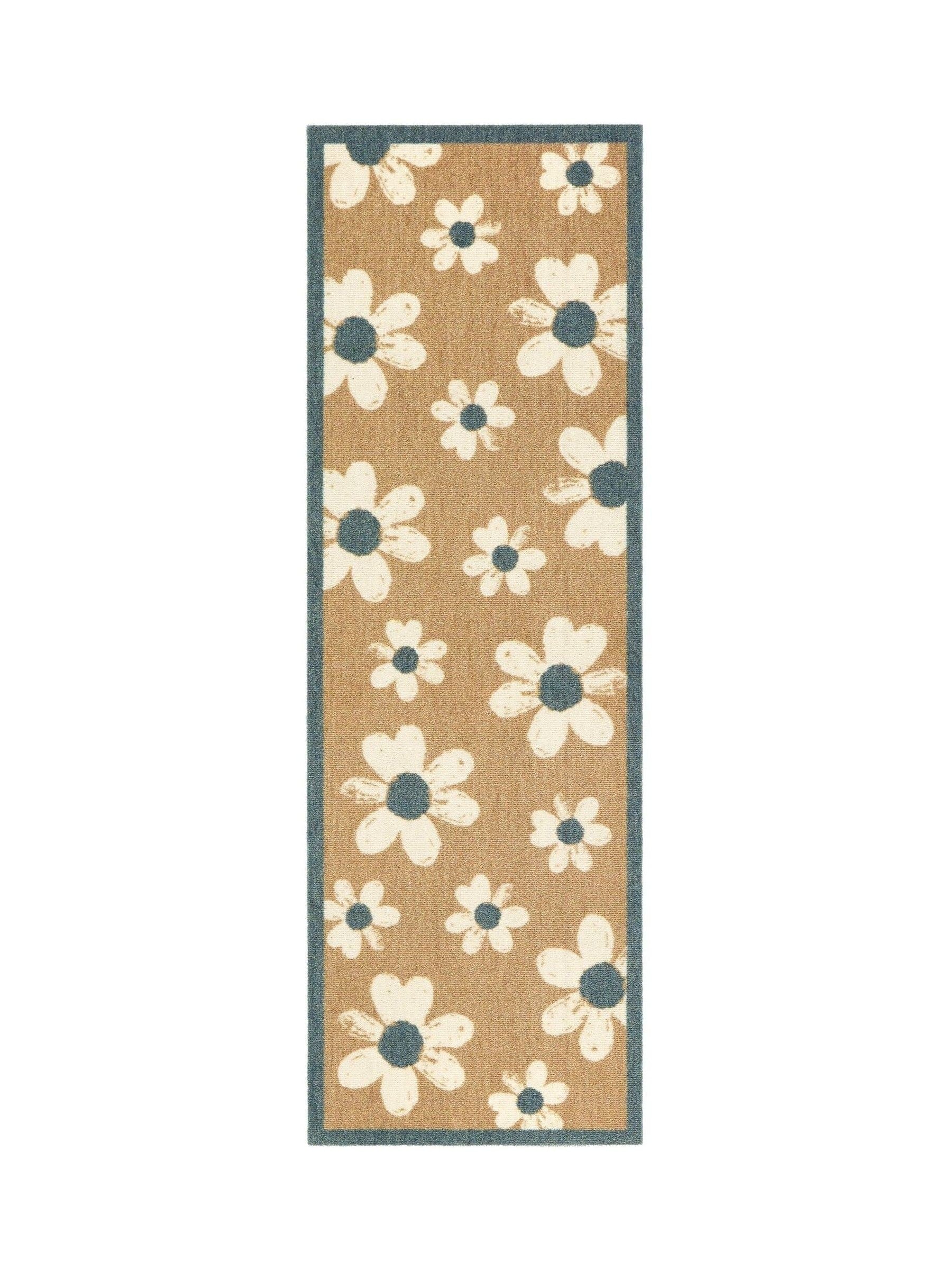 My Mat beige flower home runner 50x150cm, imported from the UK