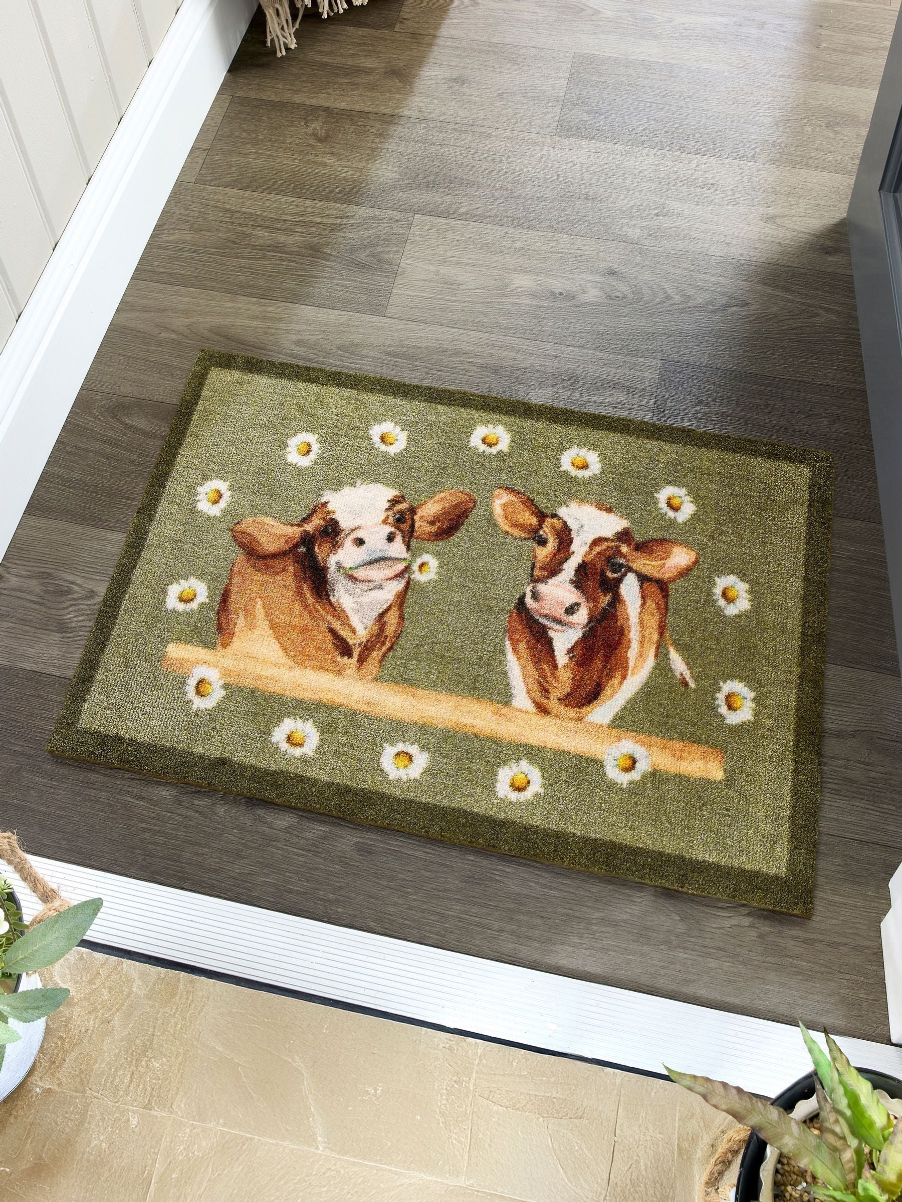 My Mat green daisy cow print mat 50x75cm (British brand)