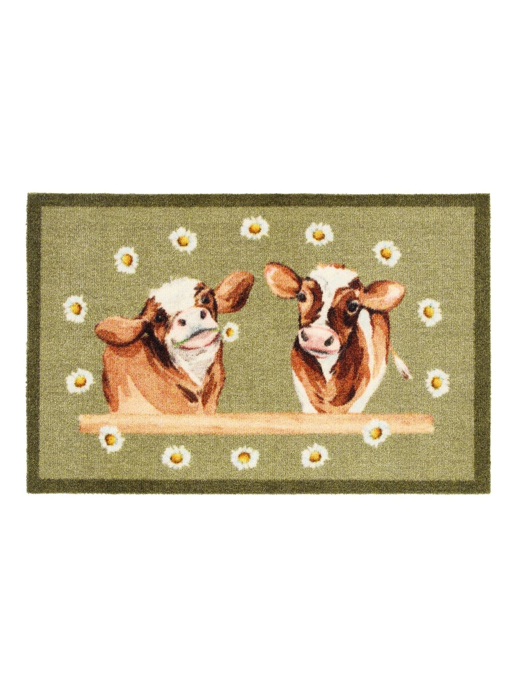 My Mat green daisy cow print mat 50x75cm (British brand)