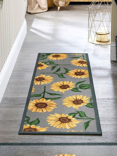 Next My Mat Grey Sunflowers Runner Indoor Mat 50x150cm- Buy online at McGrocer