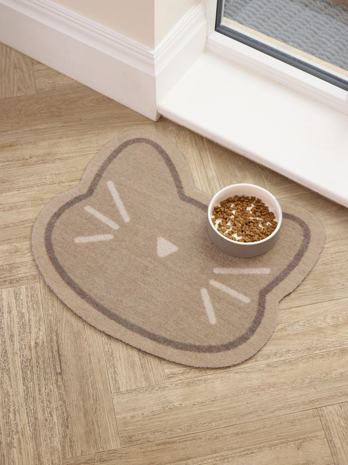 Howler & Scratch beige cat face food mat (British brand)