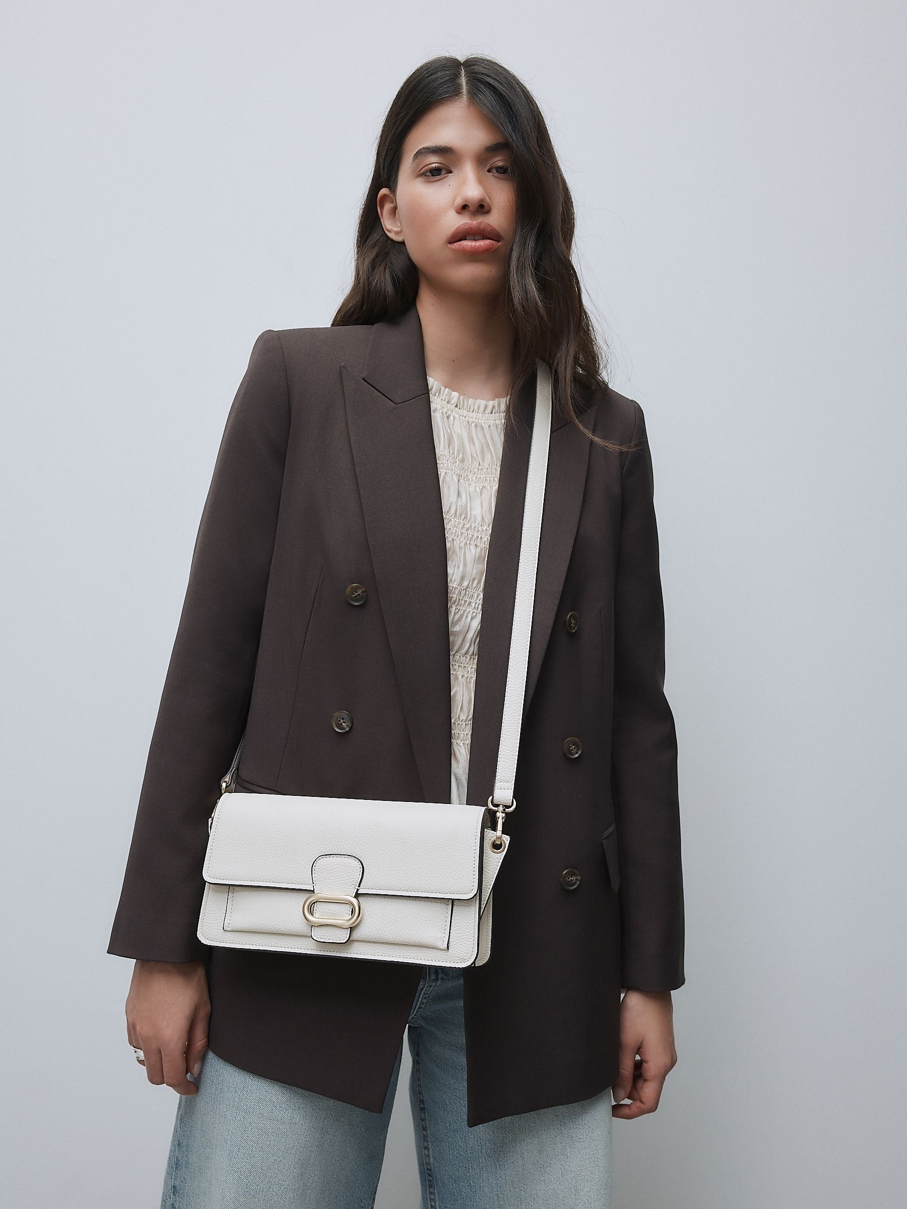 White hardware cross-body bag (British brand)