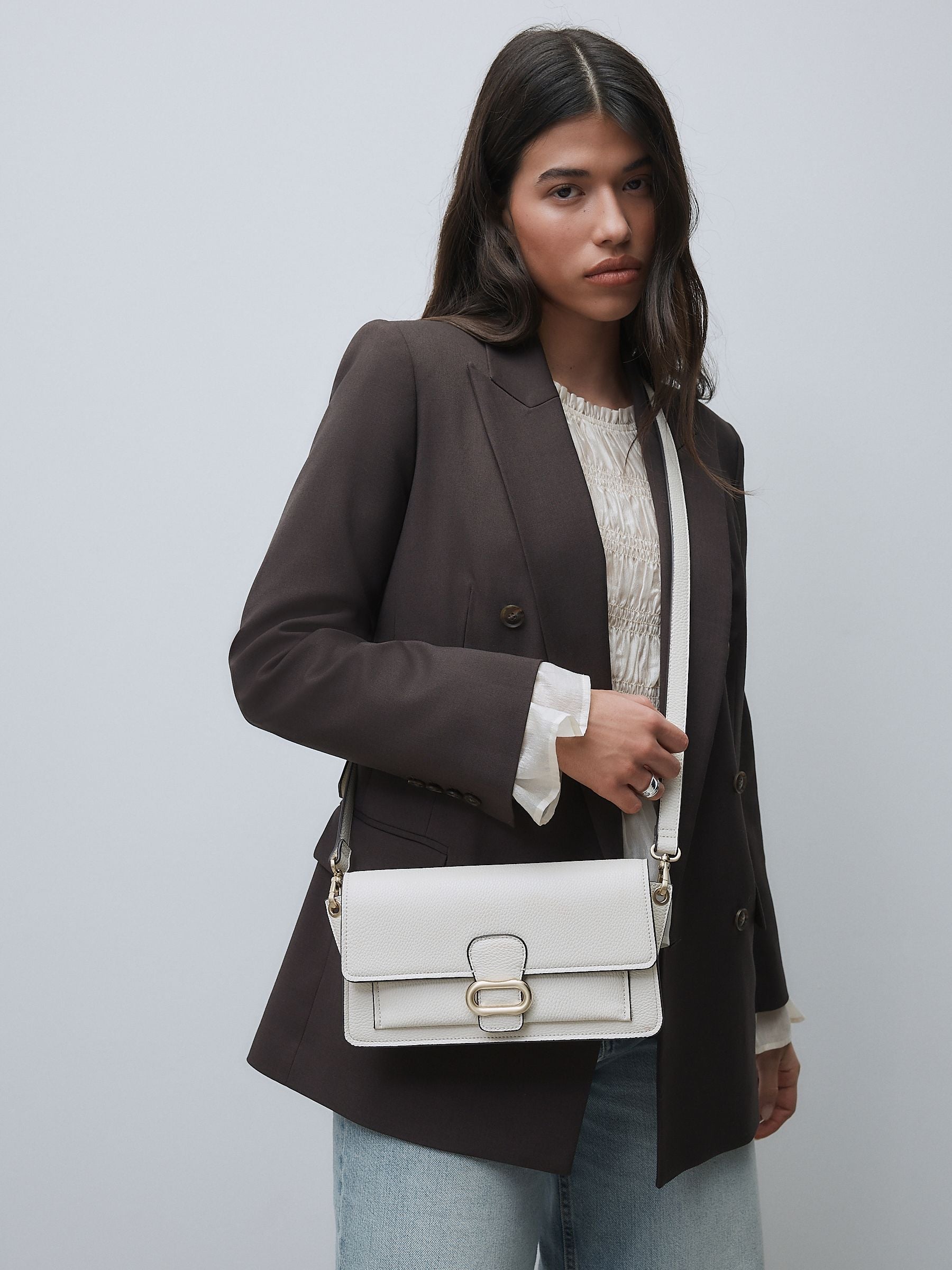 White hardware cross-body bag (British brand)