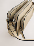 Stone double zip cross-body bag in faux suede, imported from the UK