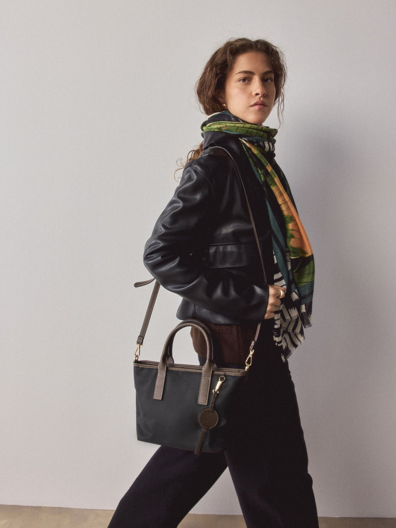 Black nylon cross-body bag (British brand)