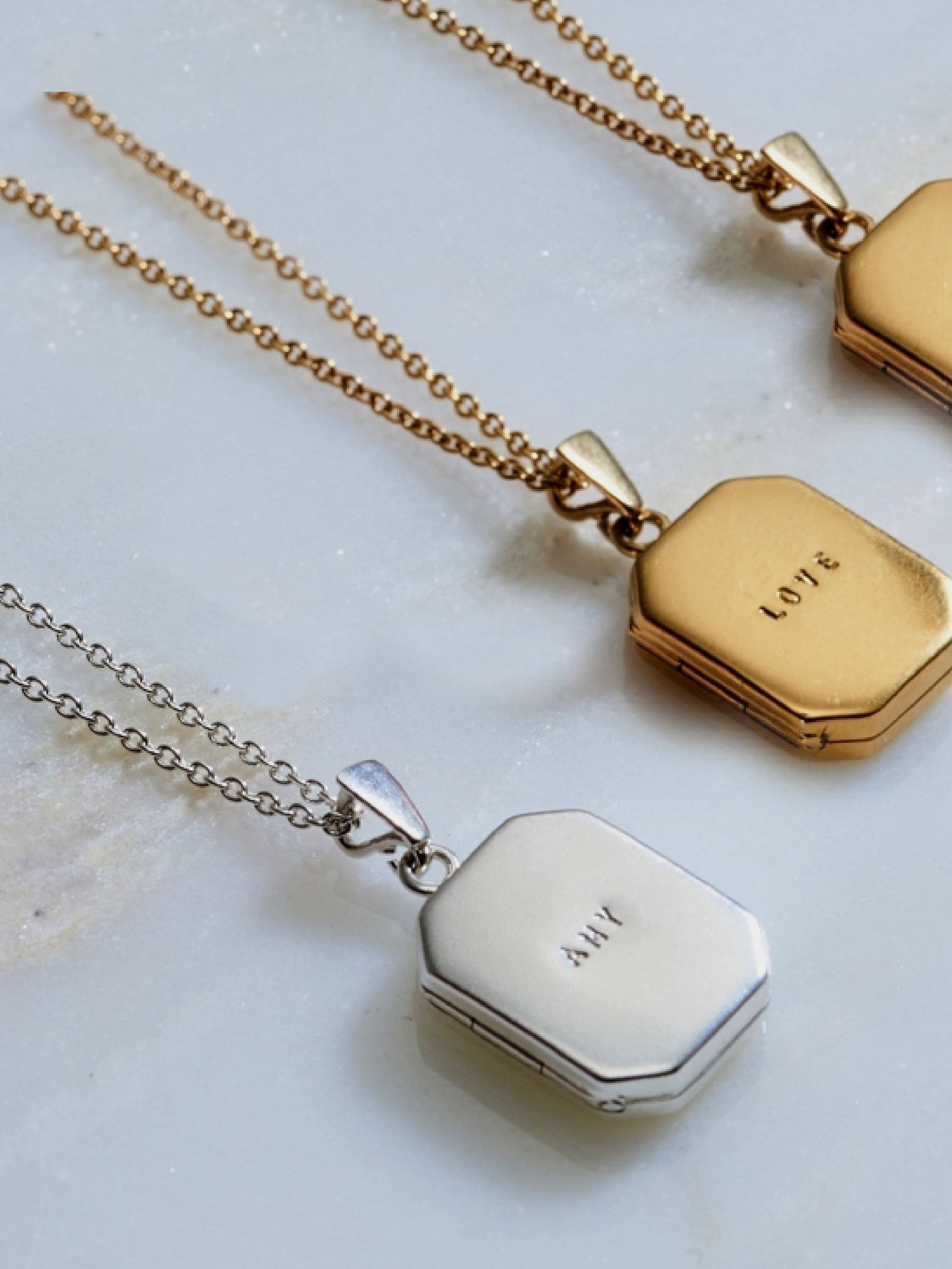 Posh Totty Designs sterling silver rectangle locket necklace, UK version