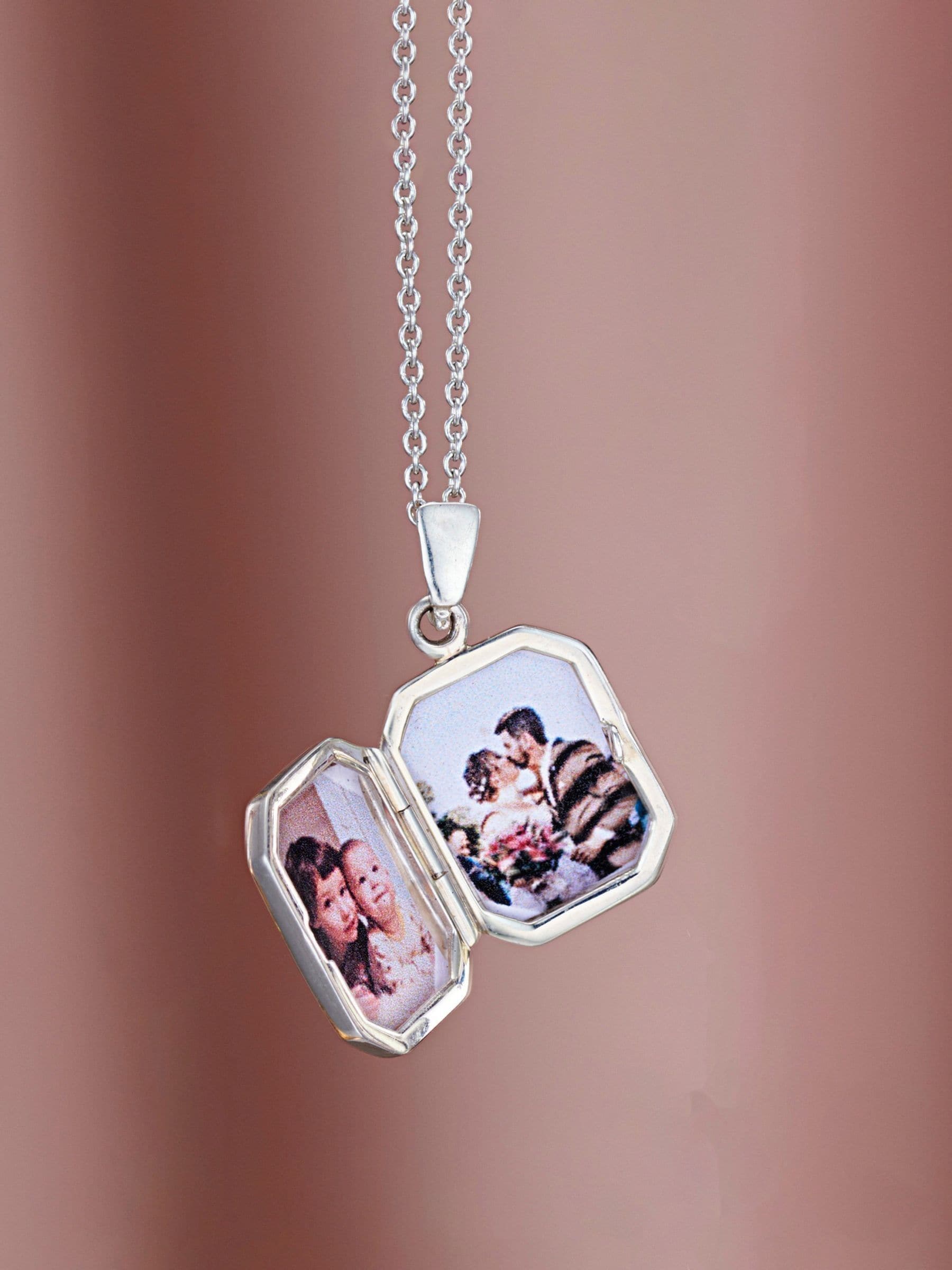 Posh Totty Designs sterling silver rectangle locket necklace, UK version