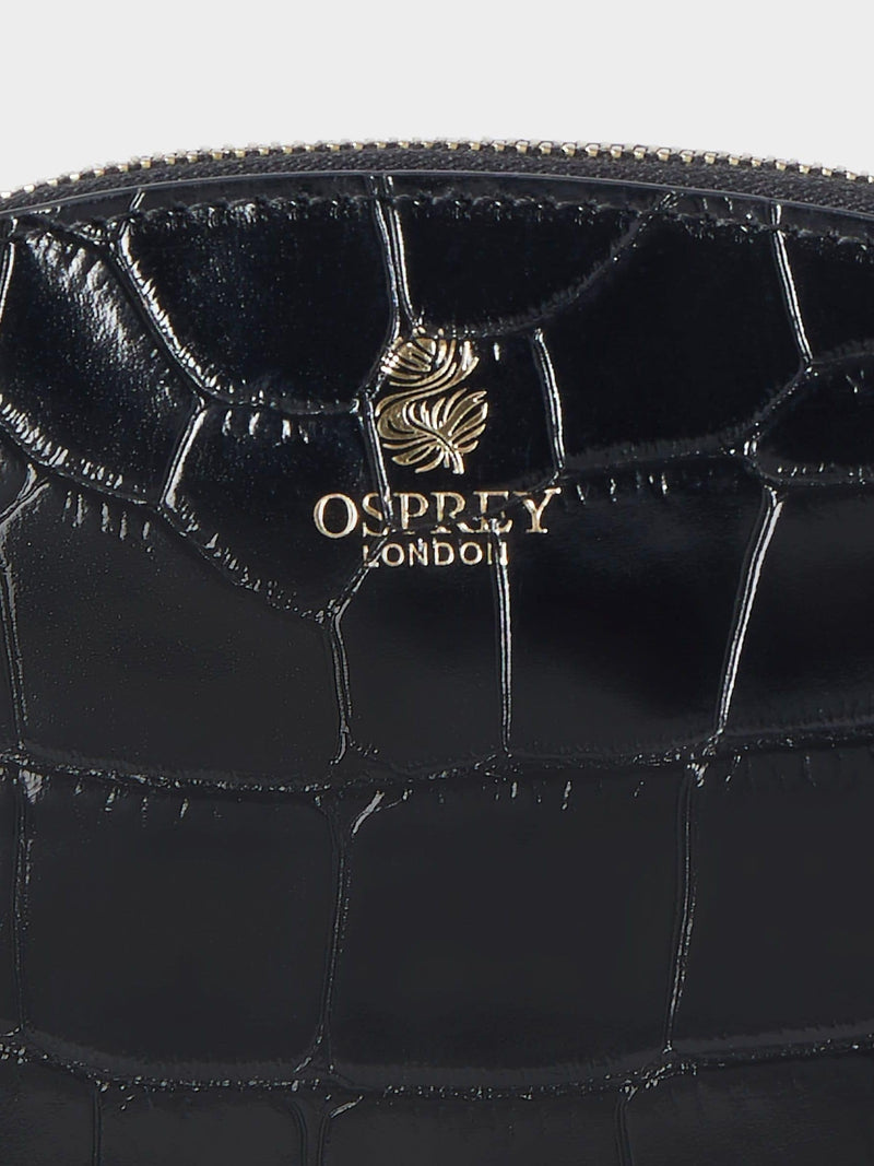 Osprey London Wentworth small black Italian leather makeup bag, UK version