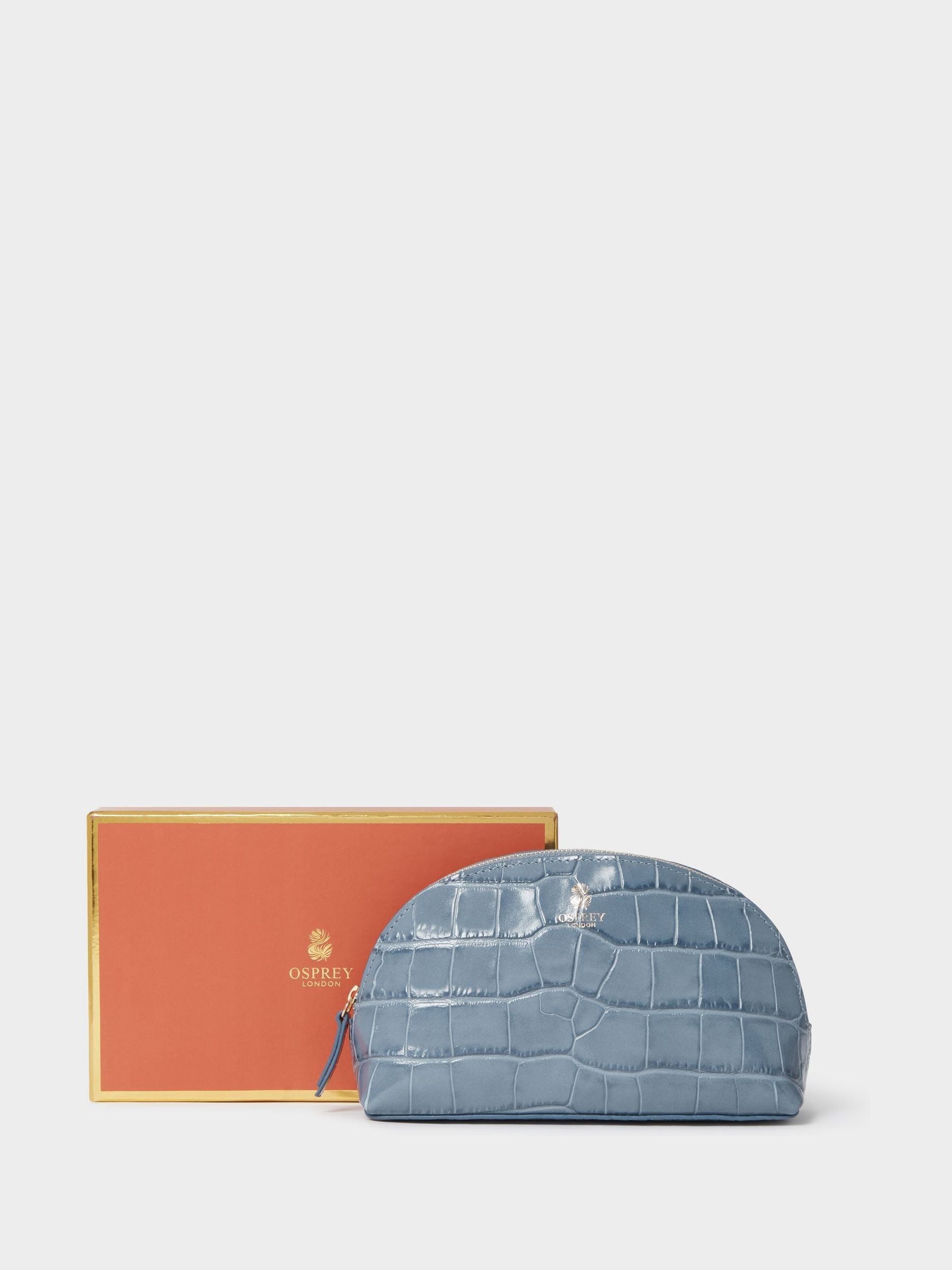 Osprey London Blue Small The Wentworth Italian Leather Make Up Bag