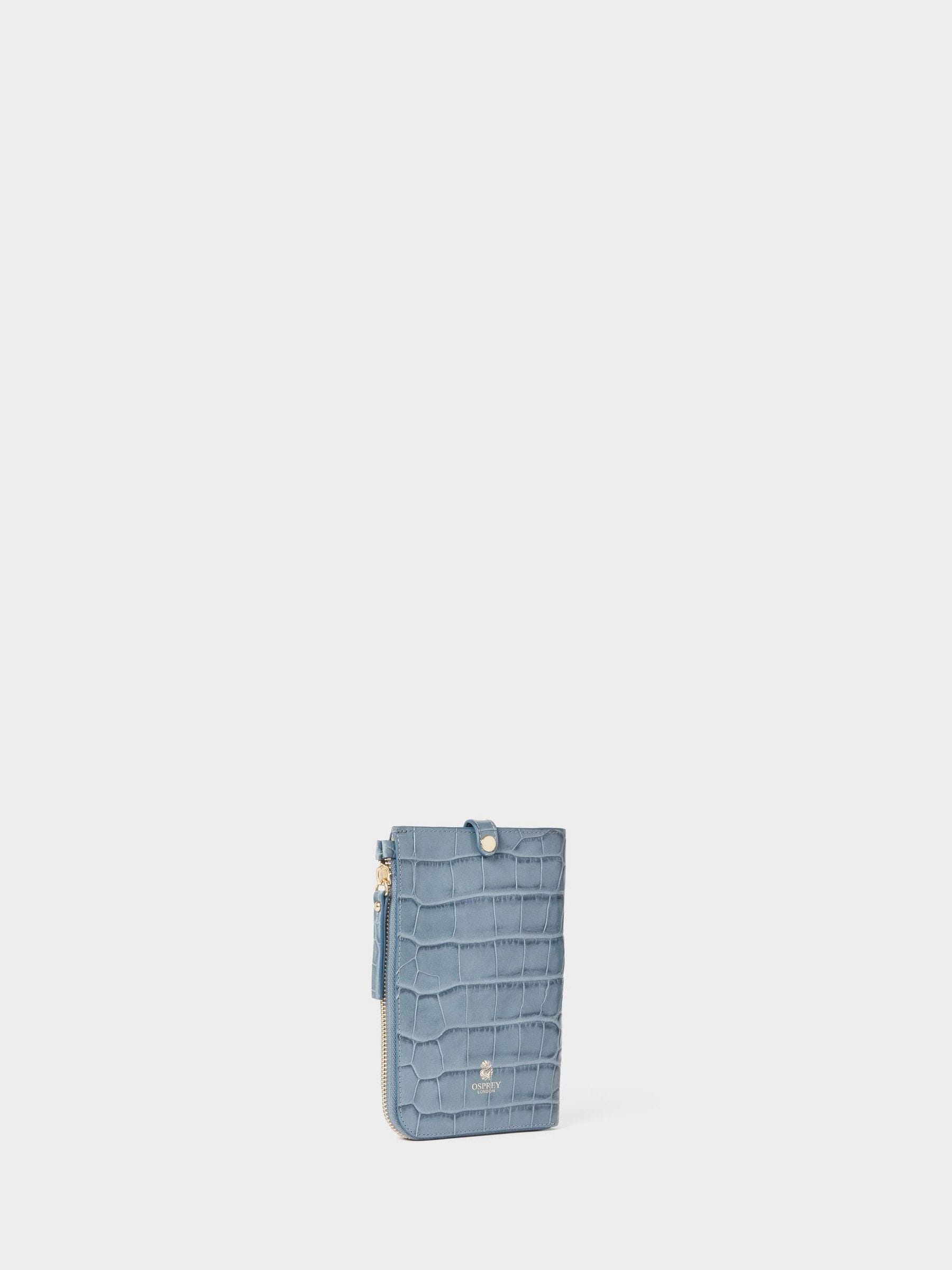 Osprey London The Wentworth Italian leather phone bag blue - British product