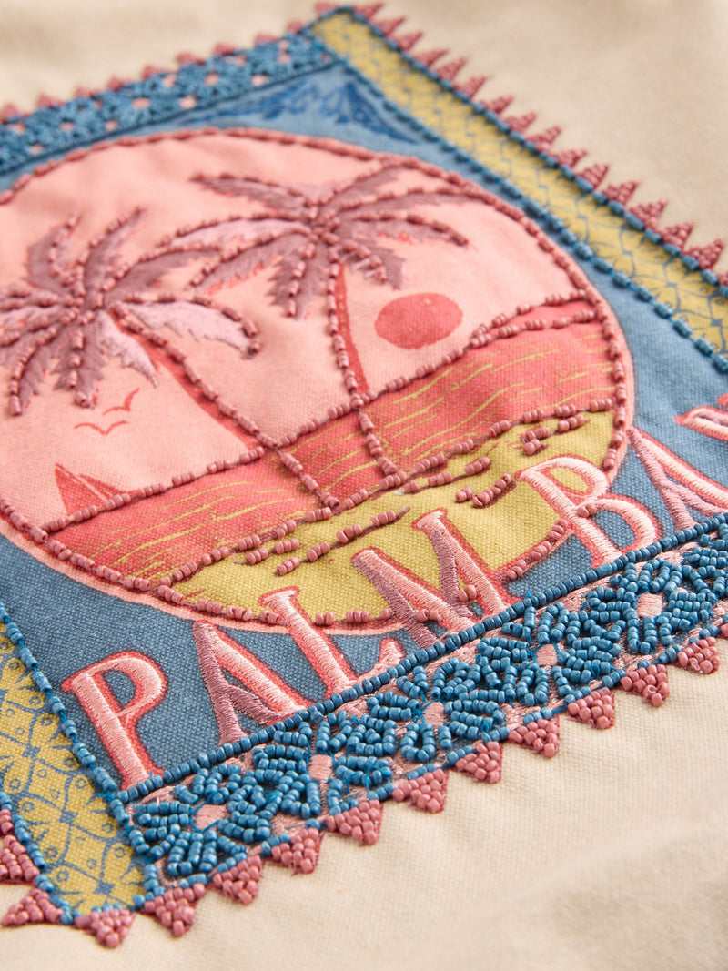 Print cotton embellished bag 43x40cm (British brand)