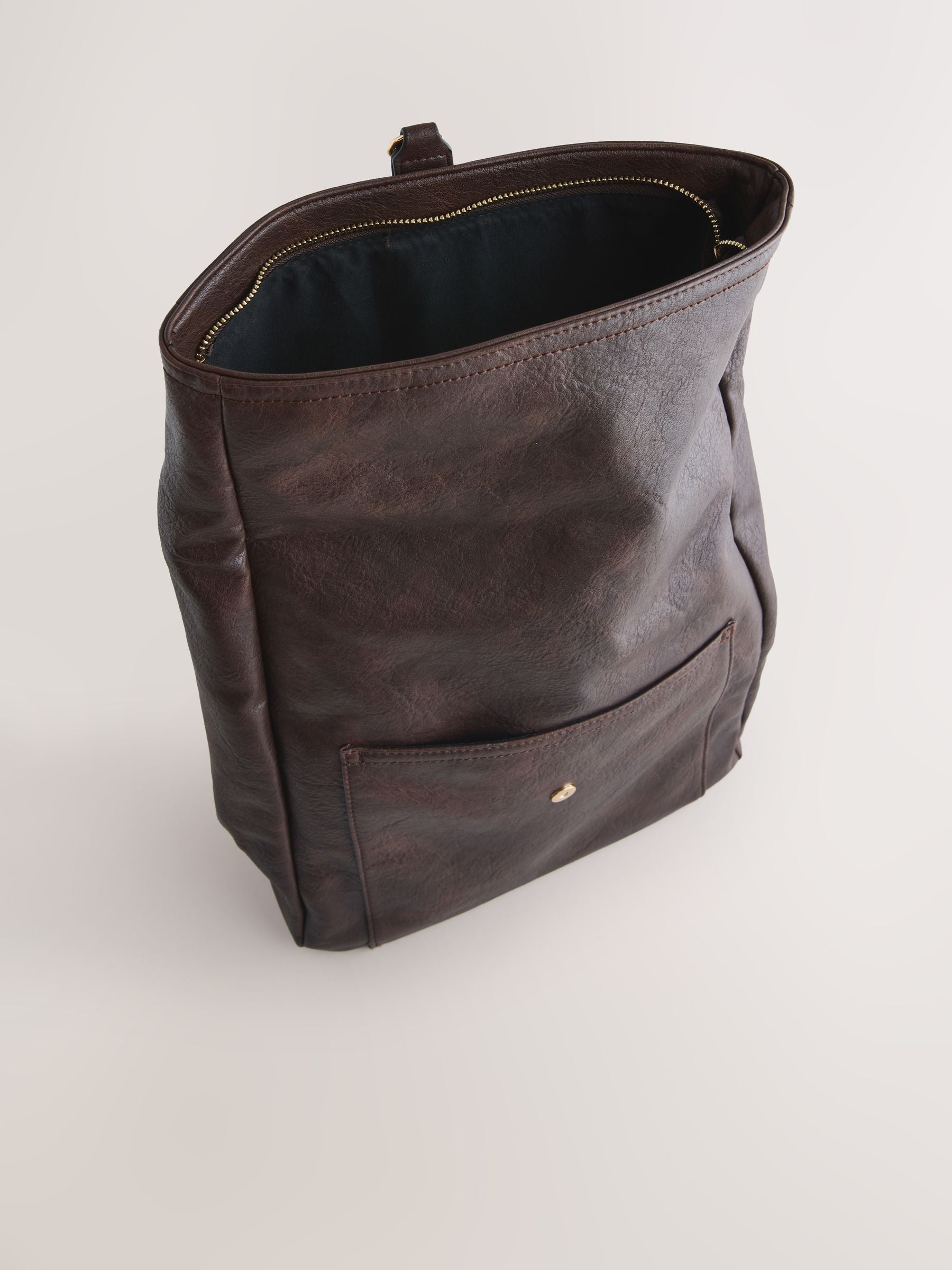 Chocolate brown slouchy backpack, imported from the UK