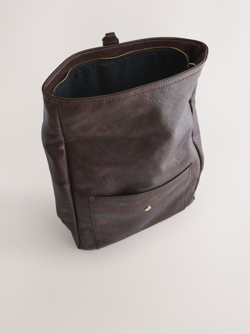Chocolate brown slouchy backpack, imported from the UK