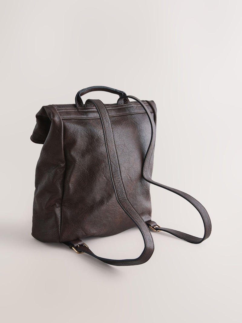 Chocolate brown slouchy backpack, imported from the UK