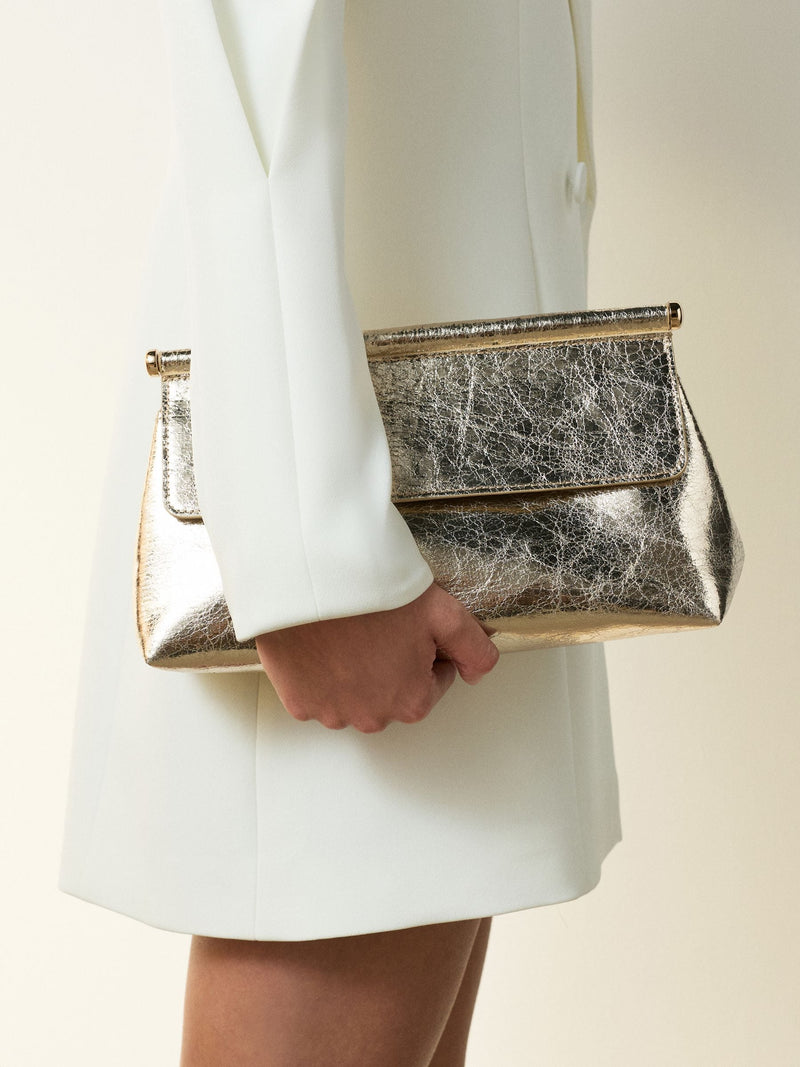 Gold Foldover Clutch Bag