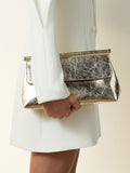 Gold Foldover Clutch Bag