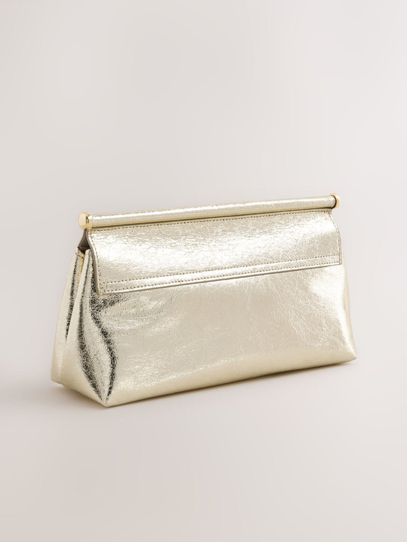 Gold Foldover Clutch Bag