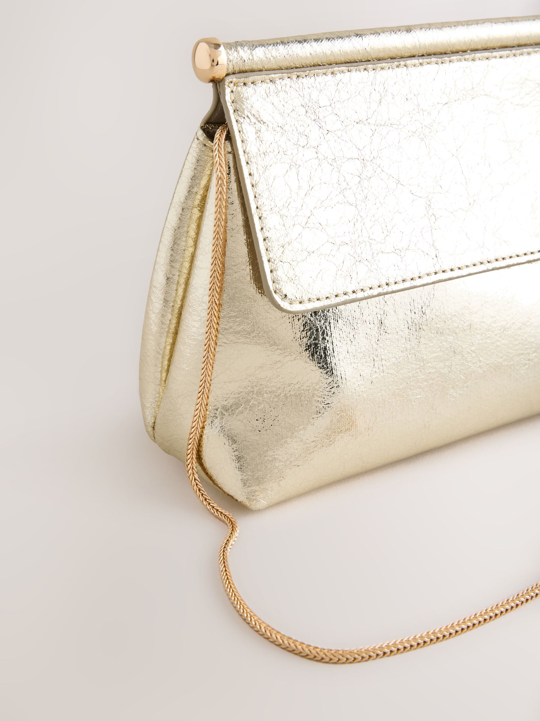 Gold Foldover Clutch Bag