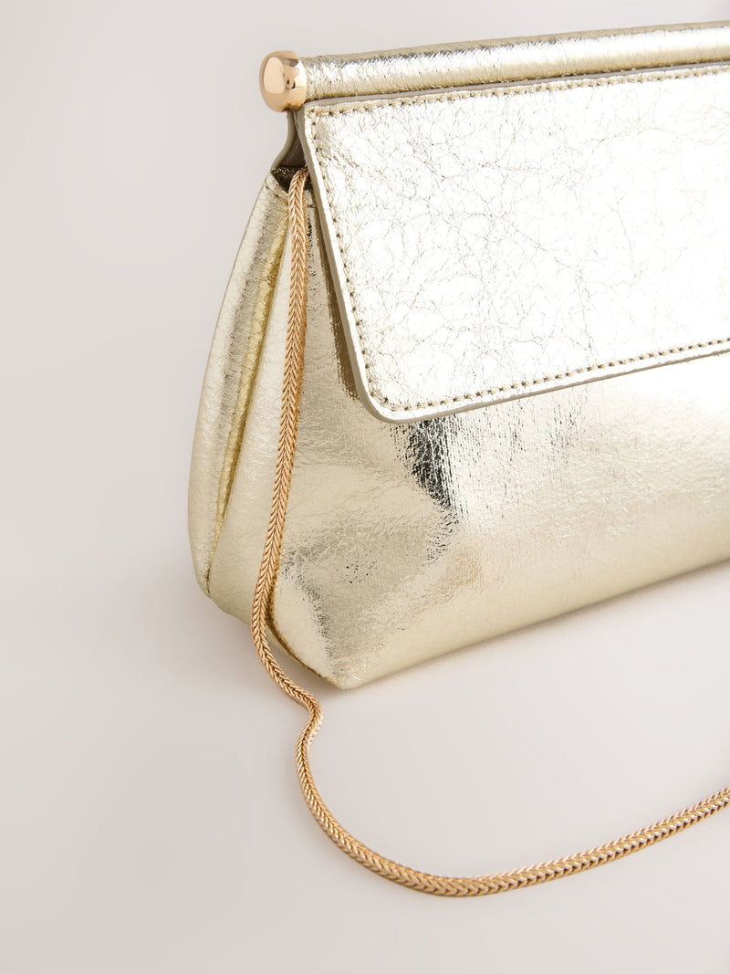 Gold Foldover Clutch Bag
