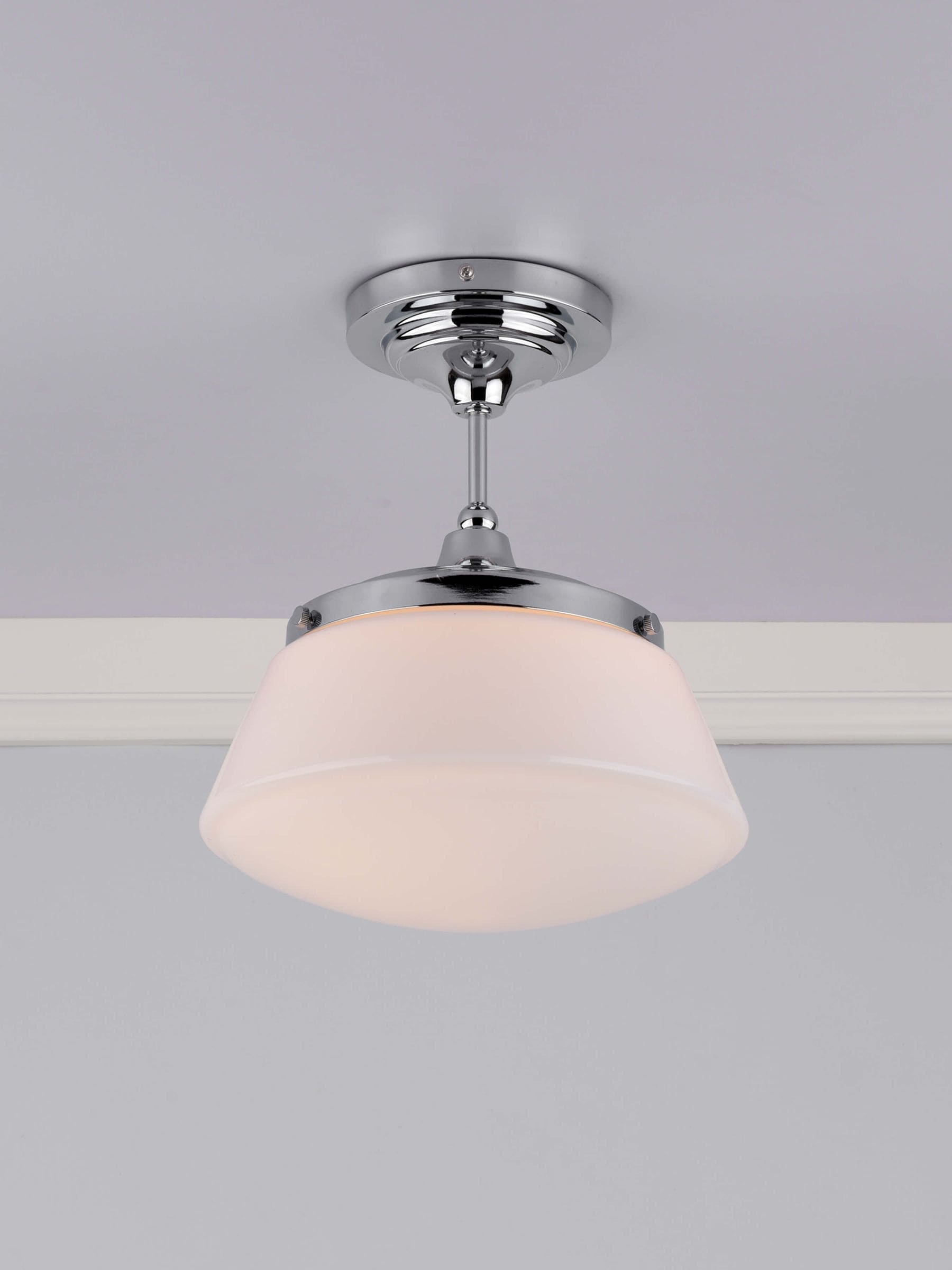 Dar Lighting Caden semi flush ceiling light polished chrome opal glass, UK version