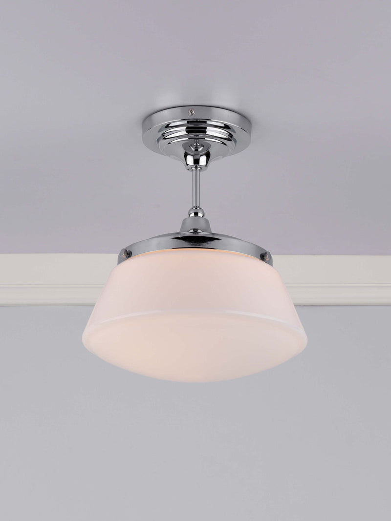 Dar Lighting Caden semi flush ceiling light polished chrome opal glass, UK version