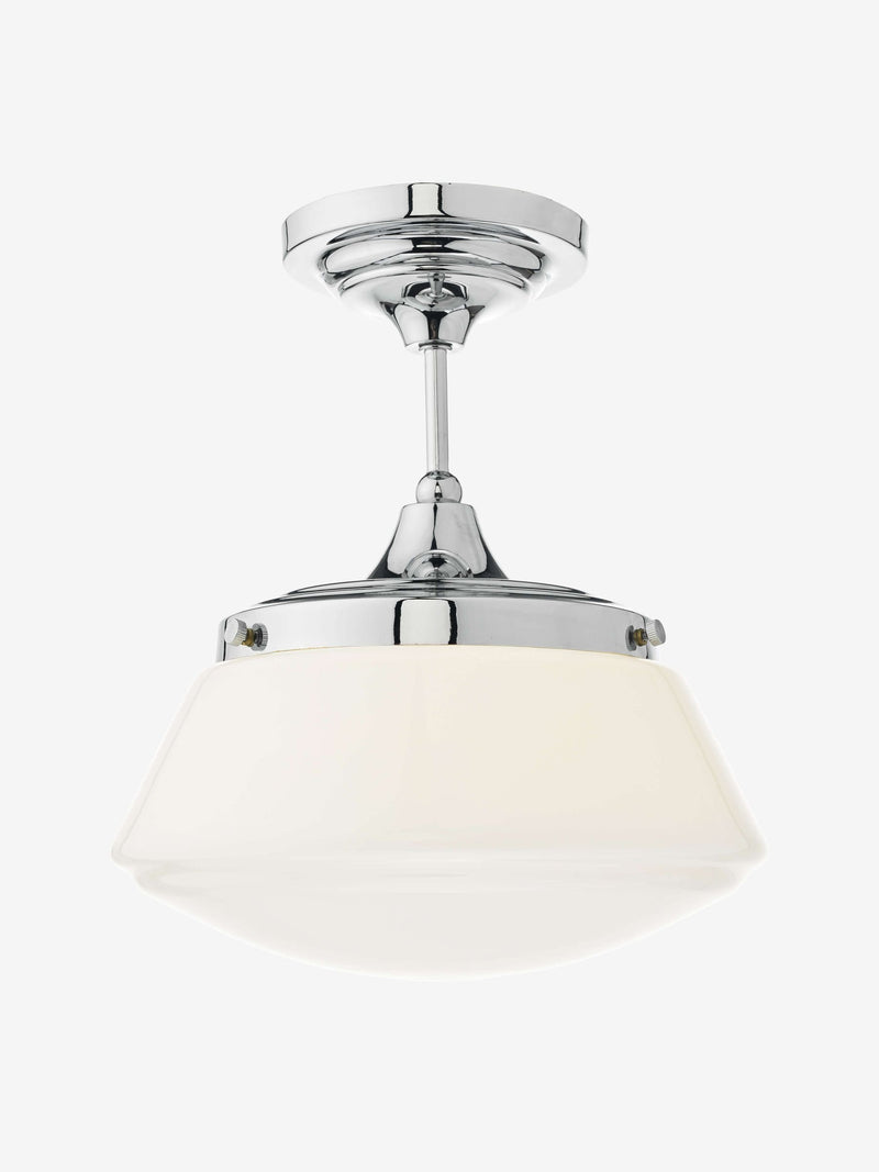 Dar Lighting Caden semi flush ceiling light polished chrome opal glass, UK version