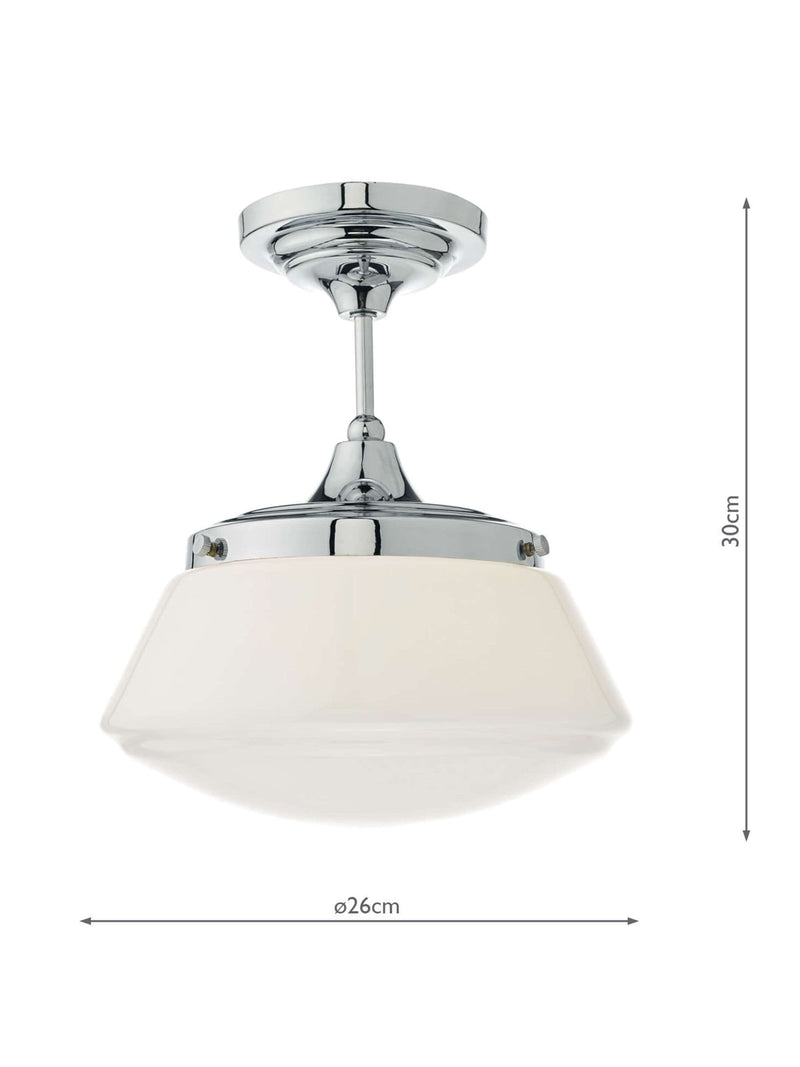 Dar Lighting Caden semi flush ceiling light polished chrome opal glass, UK version