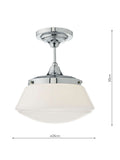 Dar Lighting Caden semi flush ceiling light polished chrome opal glass, UK version