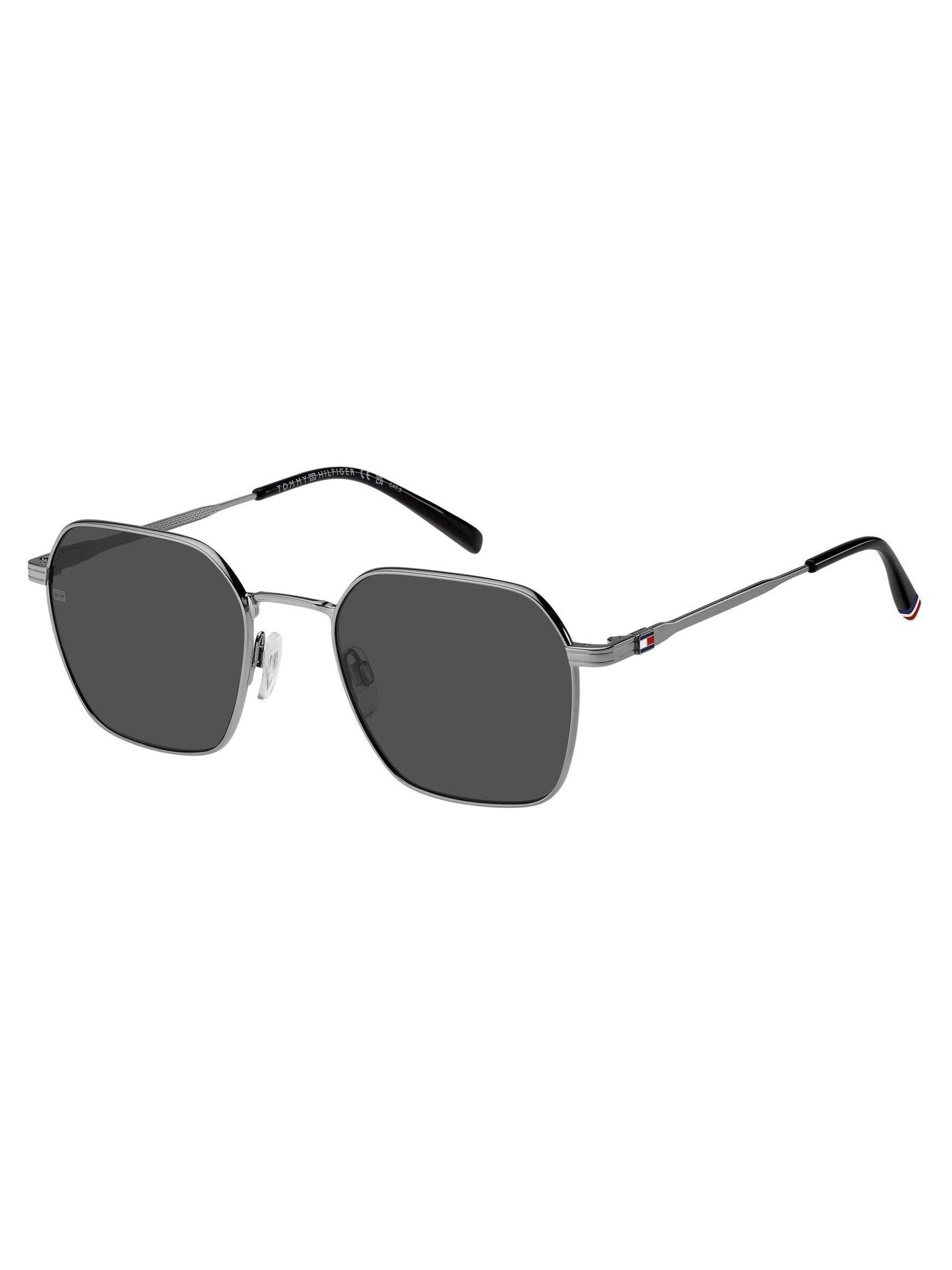 Tommy Hilfiger Grey Rectangular Geometrical Sunglasses in Ruthenium