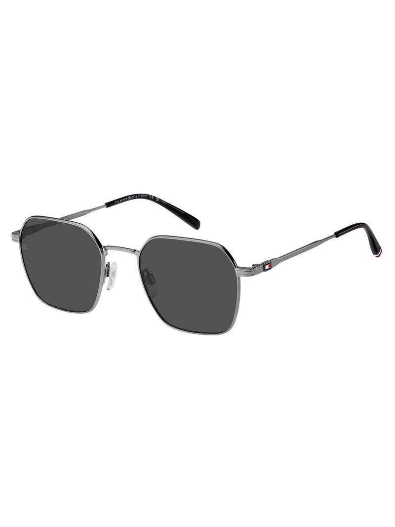 Tommy Hilfiger Grey Rectangular Geometrical Sunglasses in Ruthenium