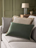 Dark Green Matte Velvet Contrast Pipe Cushion - 50 x 50cm