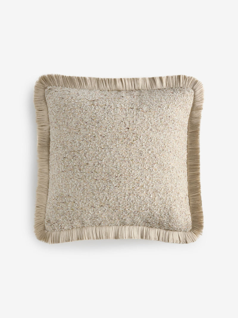 Boucle fleck fringe cushion 50x50cm natural (British brand)