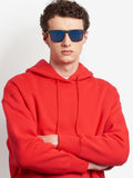 Polaroid black rectangular sunglasses with blue mirrored lenses - British product