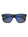 Polaroid black rectangular sunglasses with blue mirrored lenses - British product