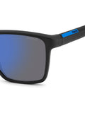 Polaroid black rectangular sunglasses with blue mirrored lenses - British product