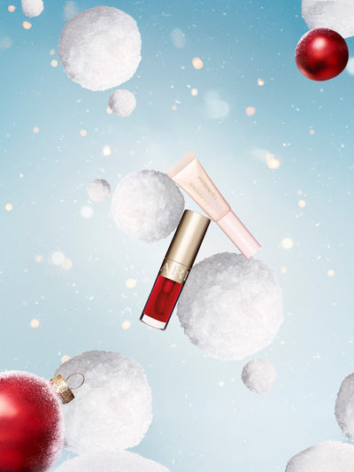 Duo d'huiles pour les lèvres et perfecteur de lèvres Clarins - Brillance translucide Fraise 5 ml 1,4 ml