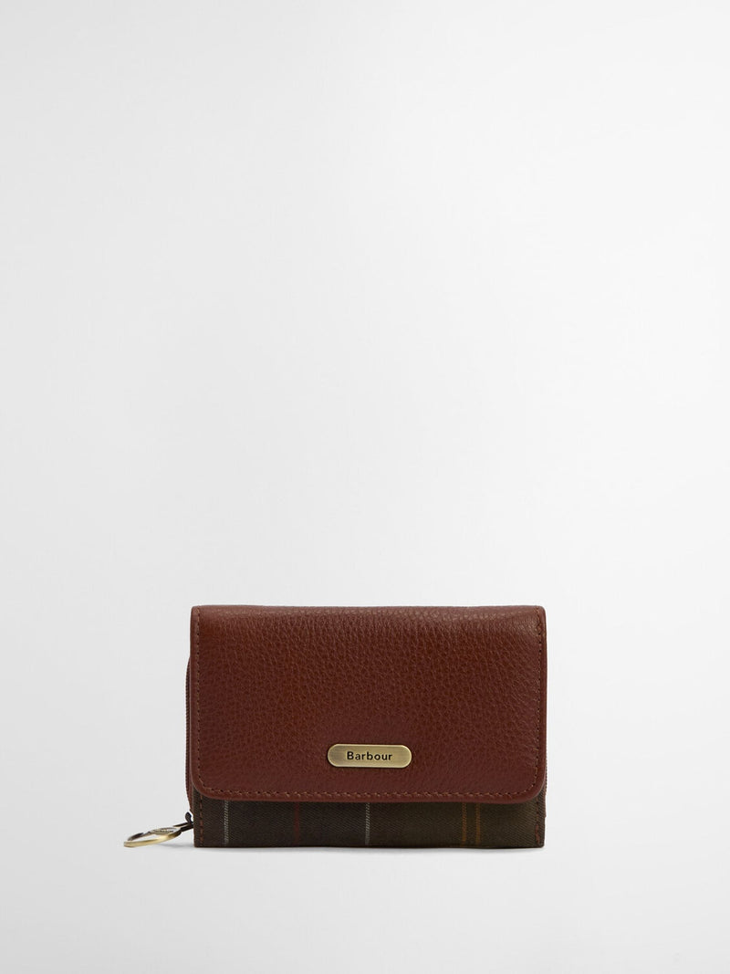 Barbour Black Tartan Rosa Leather French Purse