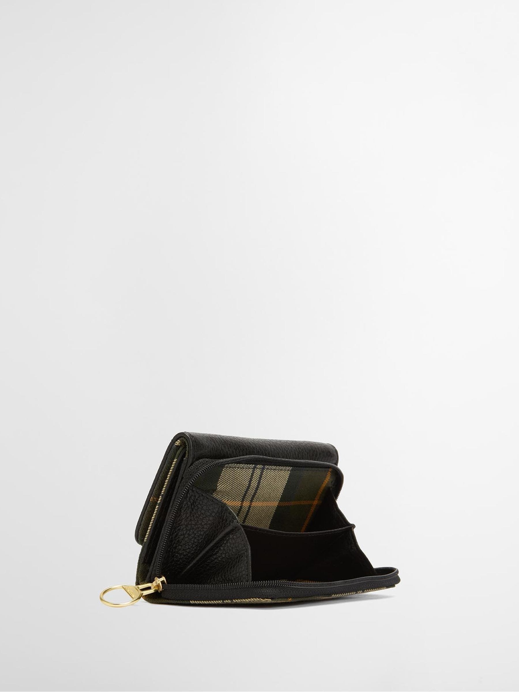 Barbour Rosa French Purse black tartan leather - British product