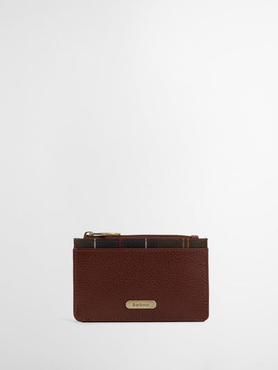 Next Barbour Tan Brown Tartan Alder Leather Card Holder- Buy online at McGrocer