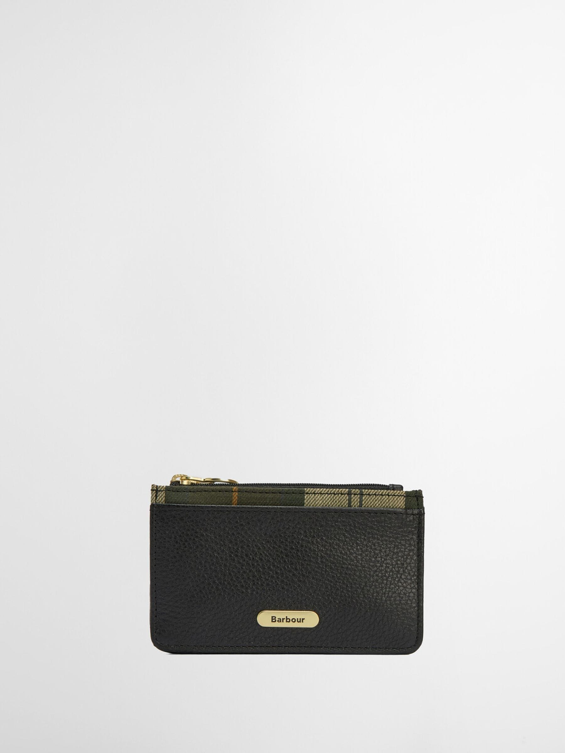 Barbour® Black Tartan Alder Leather Card Holder