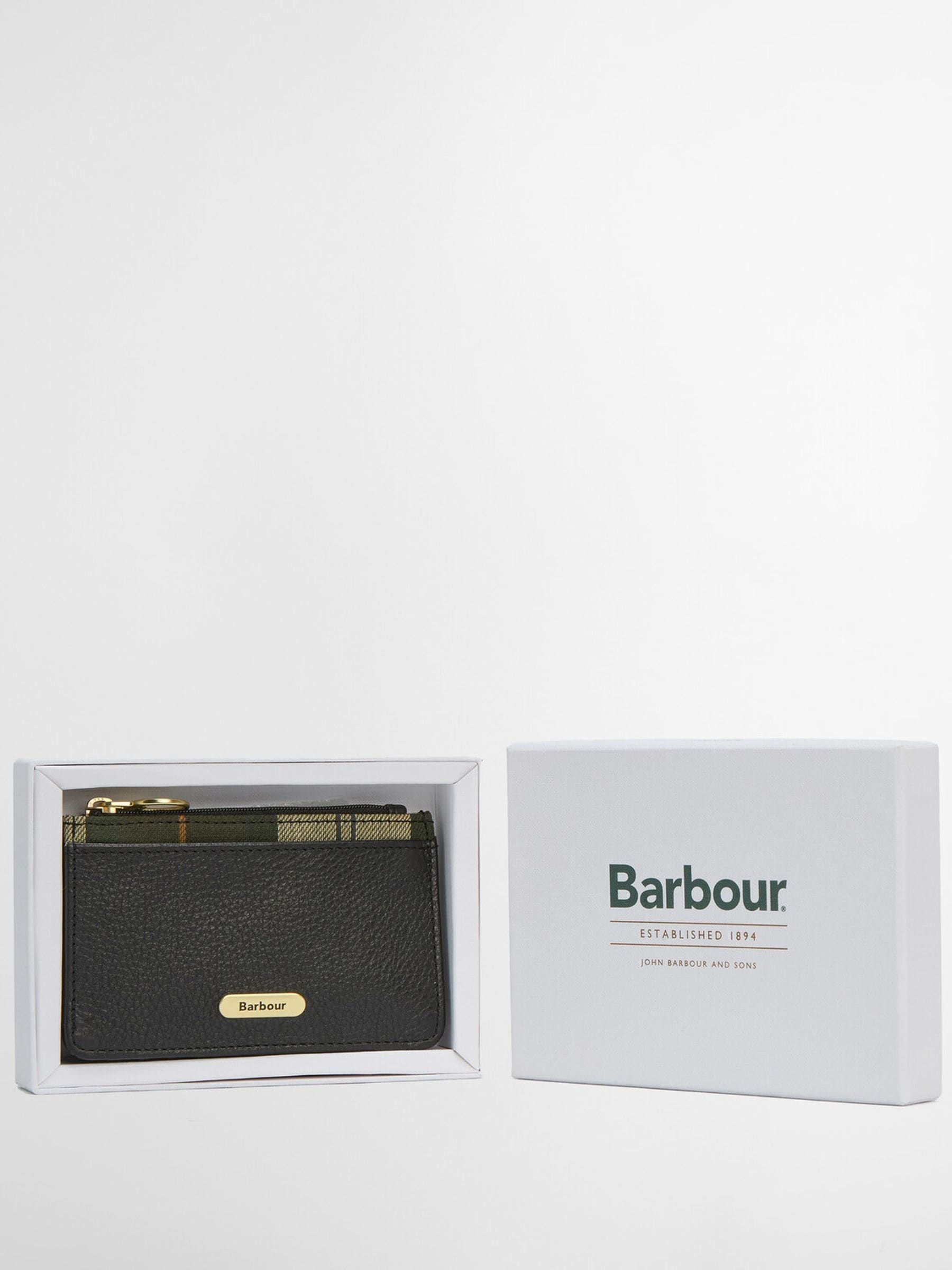 Barbour® Black Tartan Alder Leather Card Holder