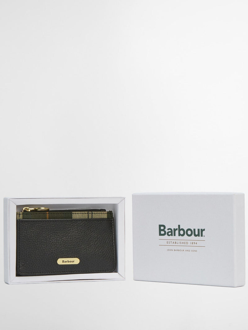 Barbour® Black Tartan Alder Leather Card Holder