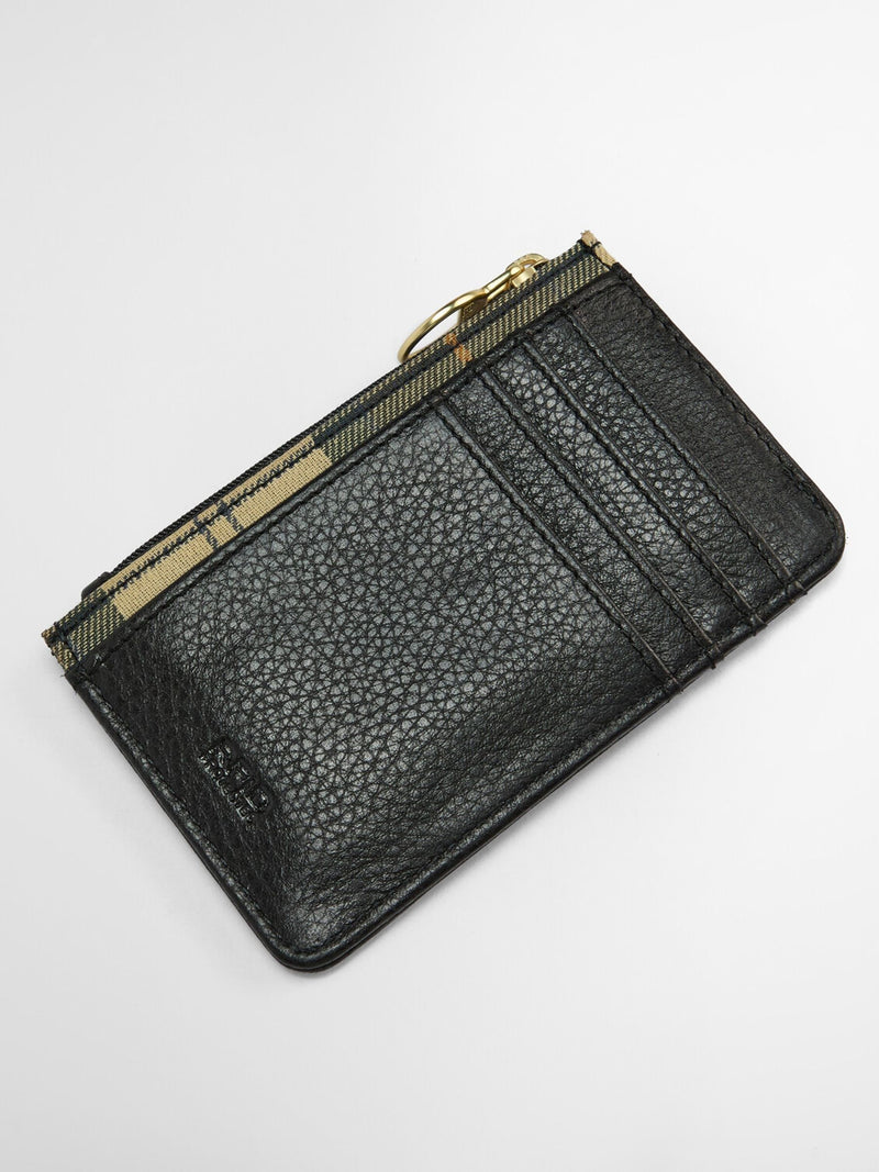Barbour® Black Tartan Alder Leather Card Holder